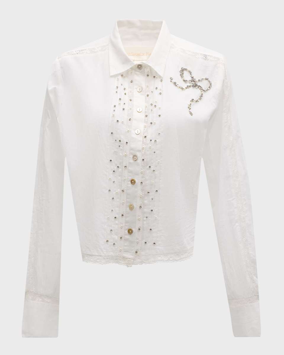 Rosaway Embellished Lace Embroidery Cotton Top
